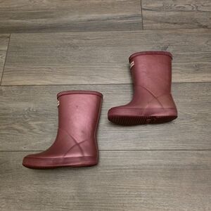 Hunter Kids Original Rain Boots Girls Pink Iridescent Galoshes Wellies